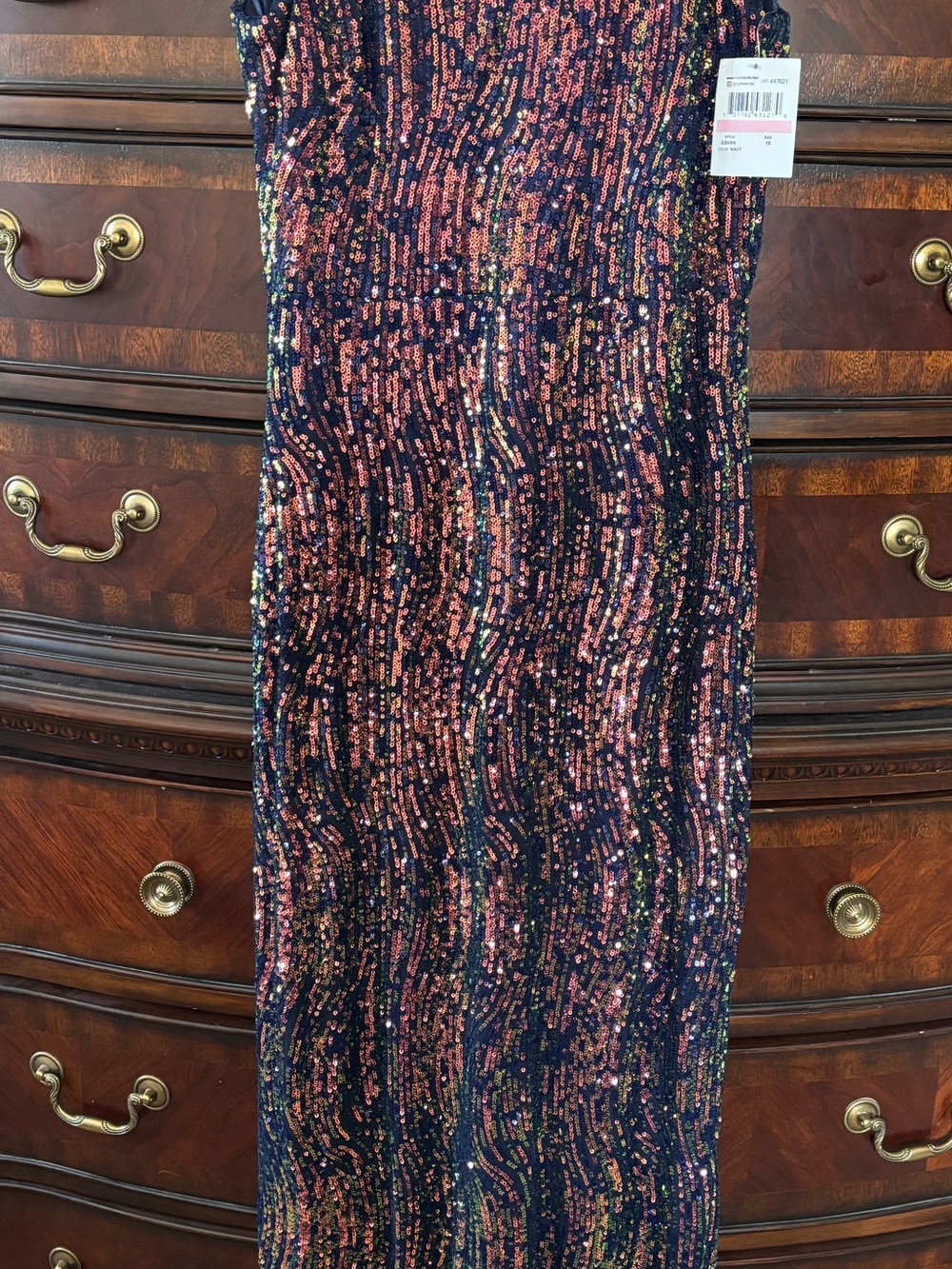 Nightway Sequin formal Gown Size 10 Navy (Homecoming, Weddings, Prom)